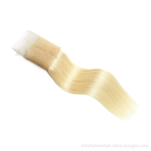 Wholesale Human Hair Bundles With Lace Closure Cuticle Aligned 4*4 Human Hair Closure 613 13*4 Lace Frontal Closure